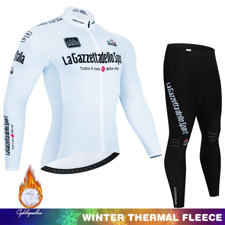 2026 Winter Fleece Cycling Suit Set Tour De France Winter Mountain Bike Long Sleeve Cycling Suit Strap Set Spring and Autumn Fleece Winter Suit