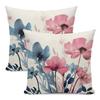 Pink Floral Pillow Cover Spring/Summer Country-Style Linen Blend Cushion Cover Universal for Living Room Sofa and Outdoor Use with Invisible Zipper