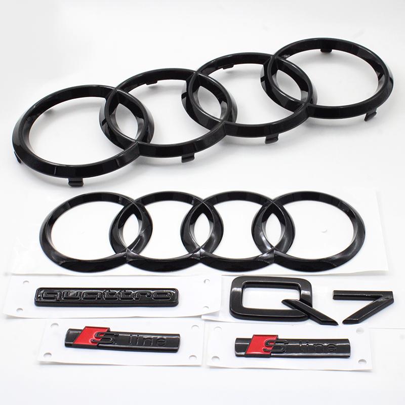 Audi Q7 Embelm Quarrto Sline Car Front Hood Grill Emblem Rear Trunk Badge Q7 2016-2023