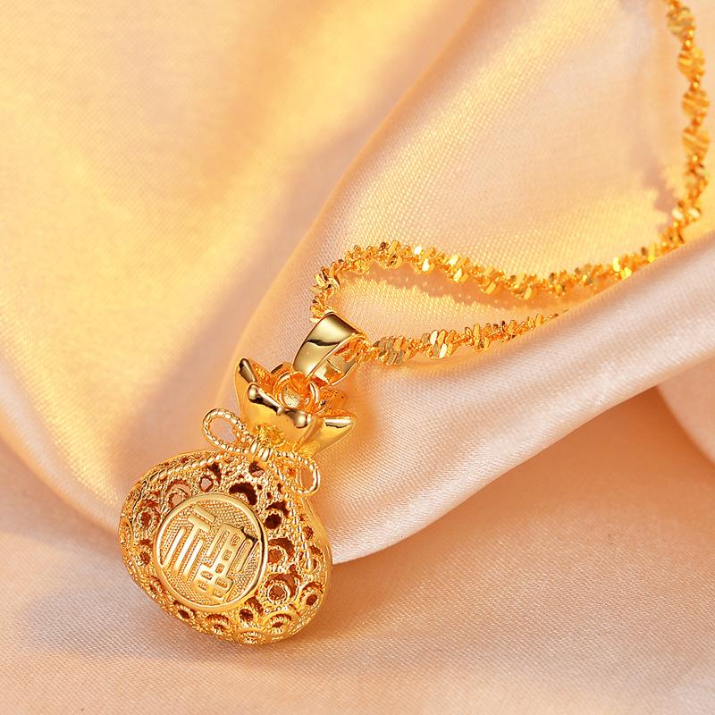 Fashion Vietnamese Sand Gold Lucky Bag Pendant Women's Copper Gold-plated Jewelry