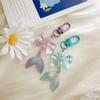 Sweet Cute Staining Colorful Bowknot Glittering Fish Tail Key Chains for Women Mobile Phone Chain Pendant Bag Charm Jewelry Gift
