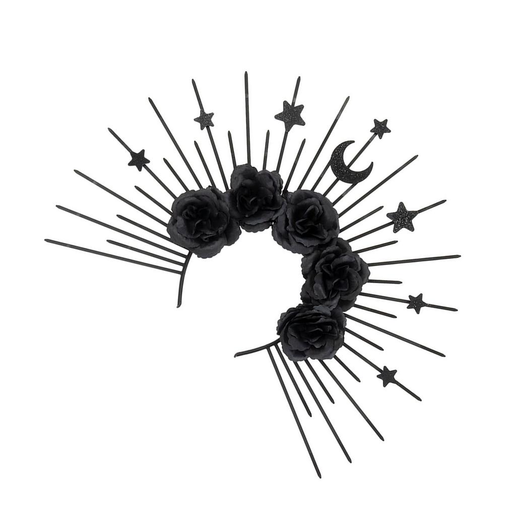 Elegant Gothic Crown Headband Moon Star Baroque Tiaras Hairband Sungodness Hairhoop Women Cosplay Costume Accessories