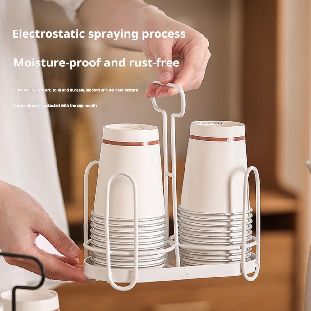 Disposable Cup Rack Cup Lid Storage Box Iron Art Cup Holder Dispenser for Countertops Durable Coffee Storage Rack for Kitchen