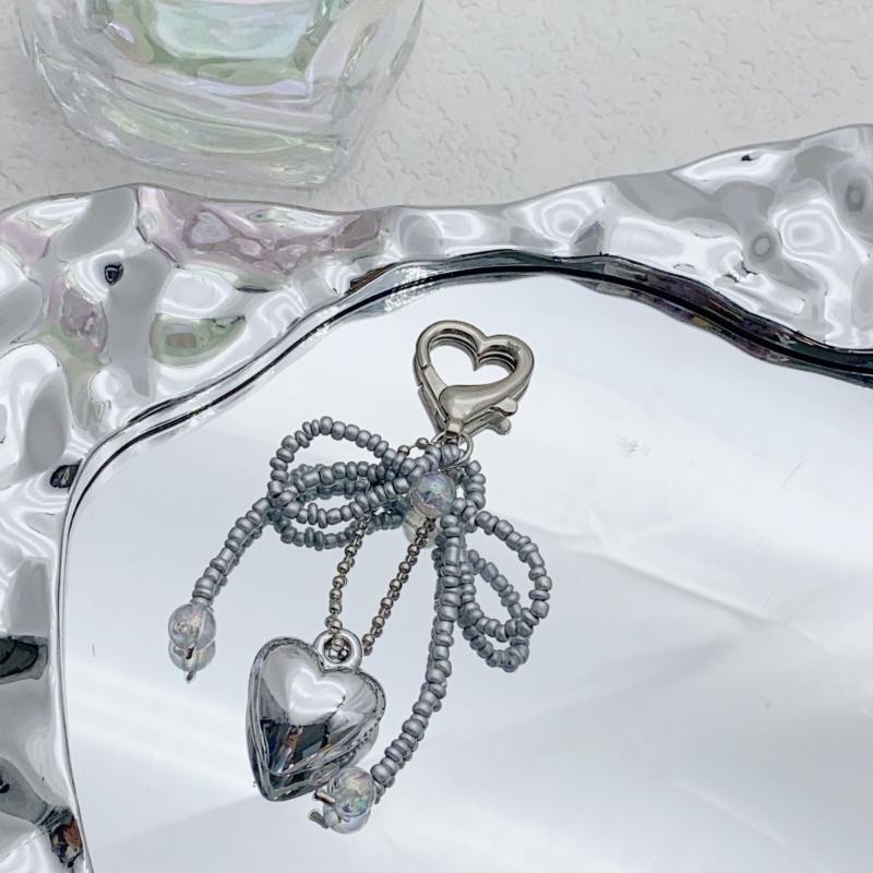 Romantik Stilvolles Liebesherz Anhänger Schleife Schlüsselanhänger Accessoire Stilvoller Schlüsselhalter für Frauen Robuster Metall Auto Schlüsselanhänger