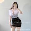 Domira Erotic Lingerie Sexy See-through Low Neckline Showing Chest Hip Skirt Secretary Uniform Suit Temptation Professional Attire