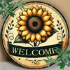 Metal Wall Art Sunflower Welcome Sign Rustic Aluminum Plaque Home Outdoor Decor