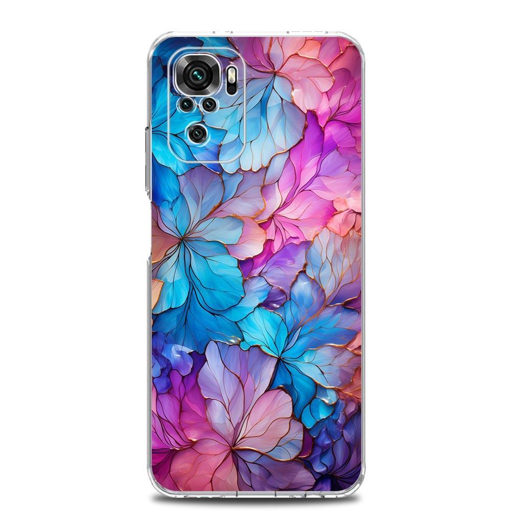 Phone Case For Xiaomi Redmi Note 13 12 5G 9S 9 8 10 11 Pro Plus 4G 9T 13C 12C 10C 9C 9A 7 Pro Clear Cover Beauty Flowers Leaves