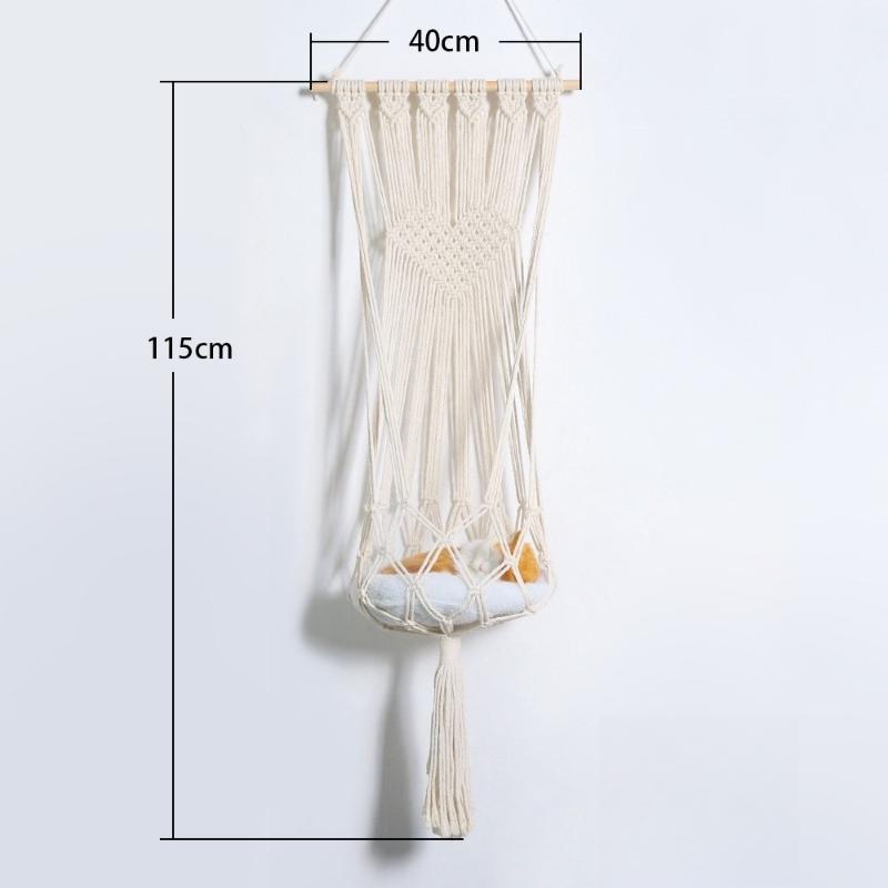 1pcs Handwoven Animal Hanging Net Bag Home Suspended Pet Cat Bed Macrame Hanging Pet Hammock for Cat Rest