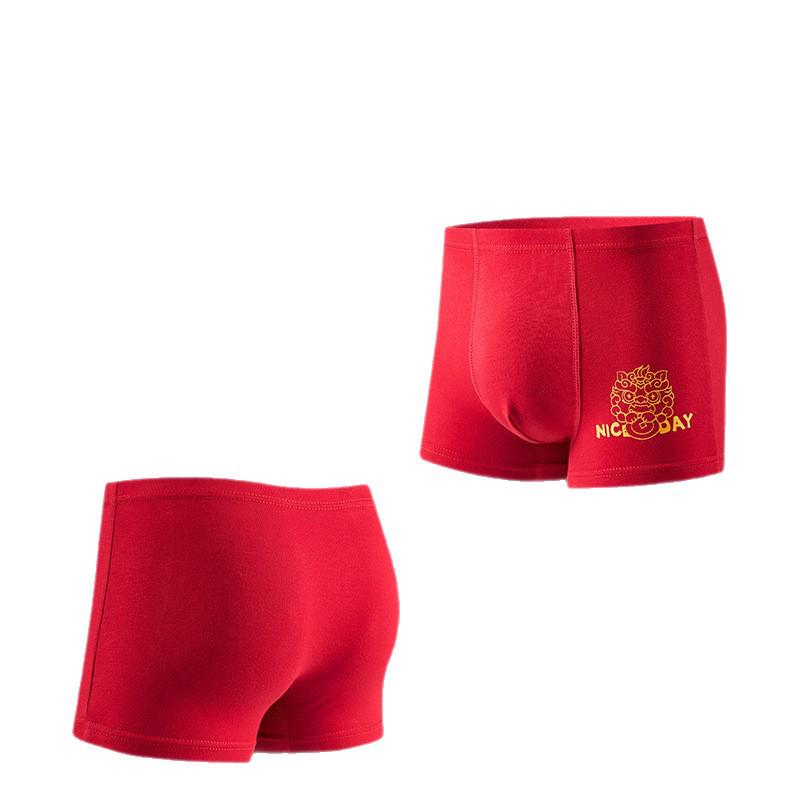 Boys' Pure Cotton Boxer Briefs - Year of the Rat Red Four-Corner Pants