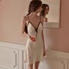 Sexy Pajamas Women Ice Ribbon Breast Pad Lace Suspender Nightgown Silk Home Clothes
