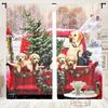 Set Of 2 Christmas Holiday Truck Puppy Curtains Suitable Living Room Bedroom Home Decoration Curtain With Blackout Polyester Perfect For Area