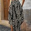 Boho Style Maxi Skirt Adjustable Drawstring High-Waisted Printing Skirt Flowy Large Hem A-Line Skirt Daily Wear