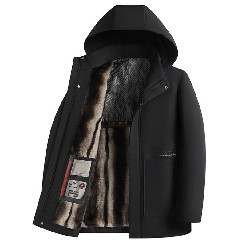 Nuovo Stile Invernale Parka in Velluto di Martora Abbigliamento da Papà Giacca da Uomo d'Affari di Mezza Età Giacca Plus con Cotone Felpato