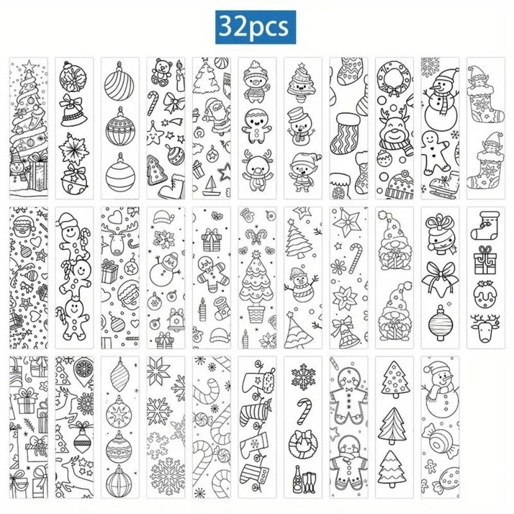 32pcs Paper Blank Bookmarks Cartoon Page Markers Decorative Graffiti Bookmarks  For Book Lover Gift