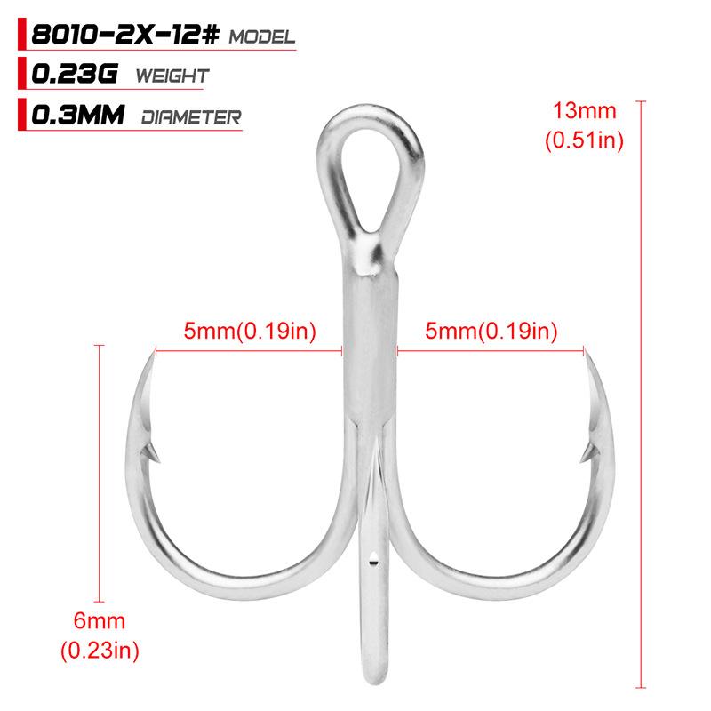 Proberos Treble Hook Fishing Hook Treble Hook 1#-2#-4#-6#-8#-10#-12# High-Carbon Steel High Strength Three Hook