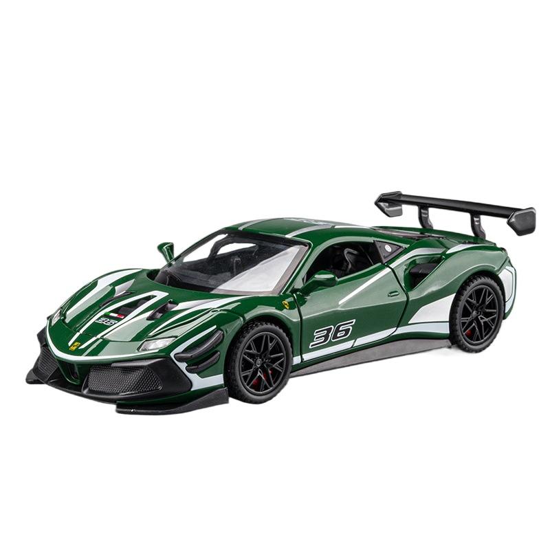 

1/32 Ferraris 488 Supercar Alloy Car Diecasts & Toy Vehicles Car Model Sound and Light Pull Back Car Toys for Kids Gifts зелёный