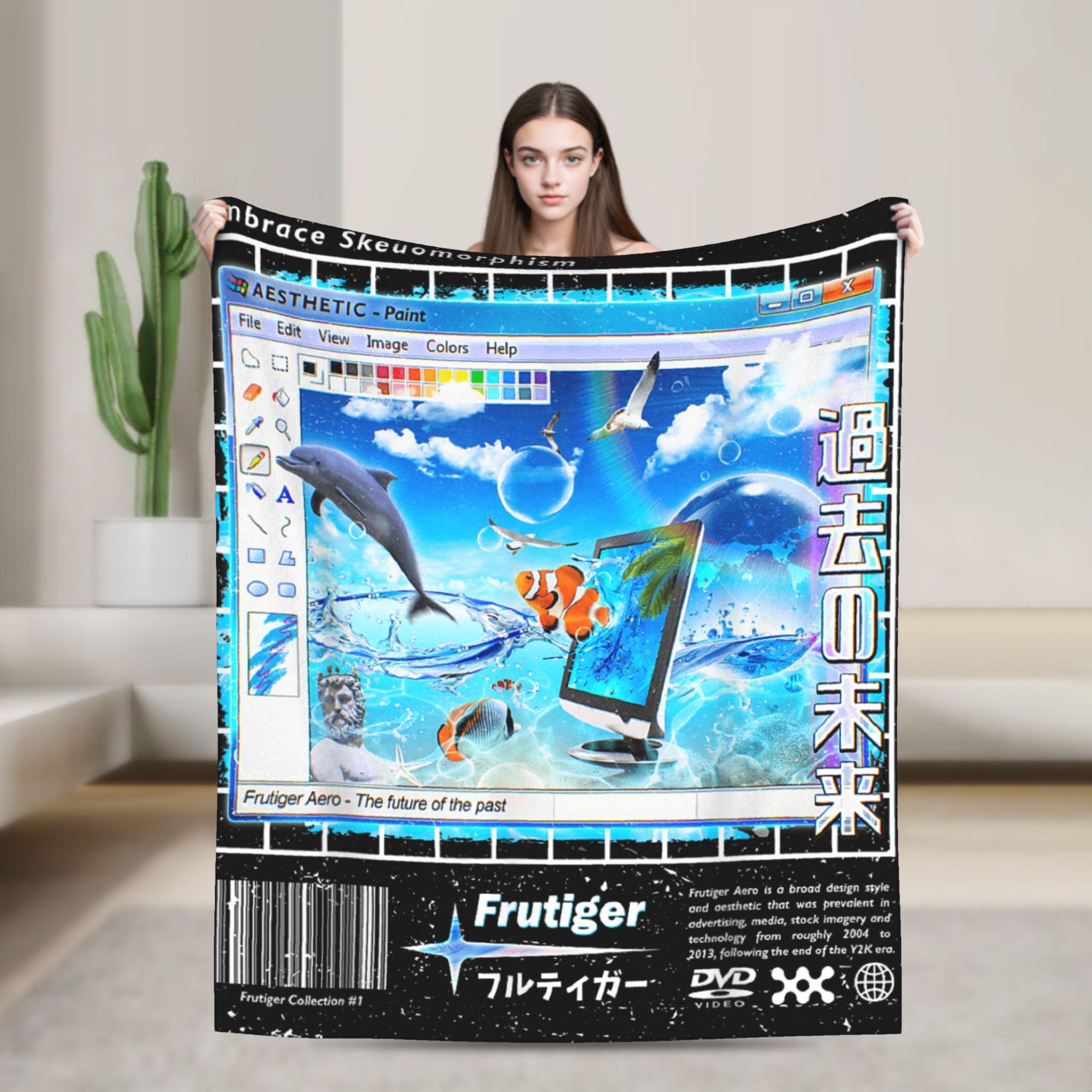 Frutiger Aero Fashion Collection Blanket Warm Soft Fluffy Plush Throw Blanket For Bedroom Travel Flannel Bedspread Bed Cover 80x120cm(31x47inch)