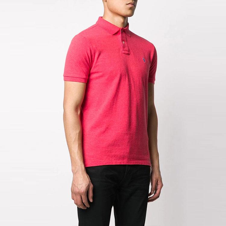 Polo Ralph Lauren Embroidered Logo Solid Color Short Sleeve Polo Shirt Men tops Pink 710680784-126