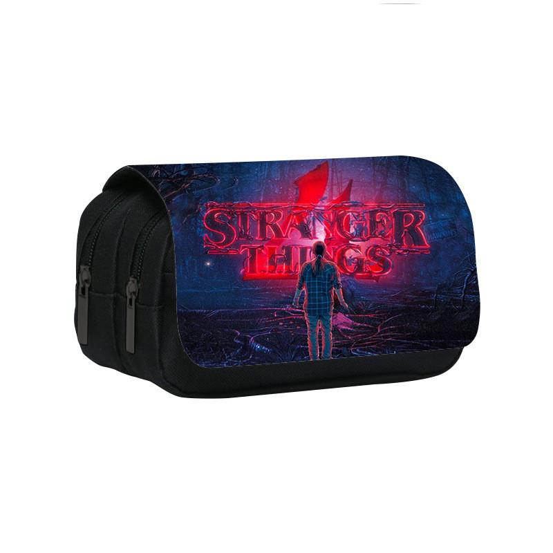 Stranger Things 4 Doppellagiges Federmäppchen mit großem Fassungsvermögen für Schüler und Bürogebrauch