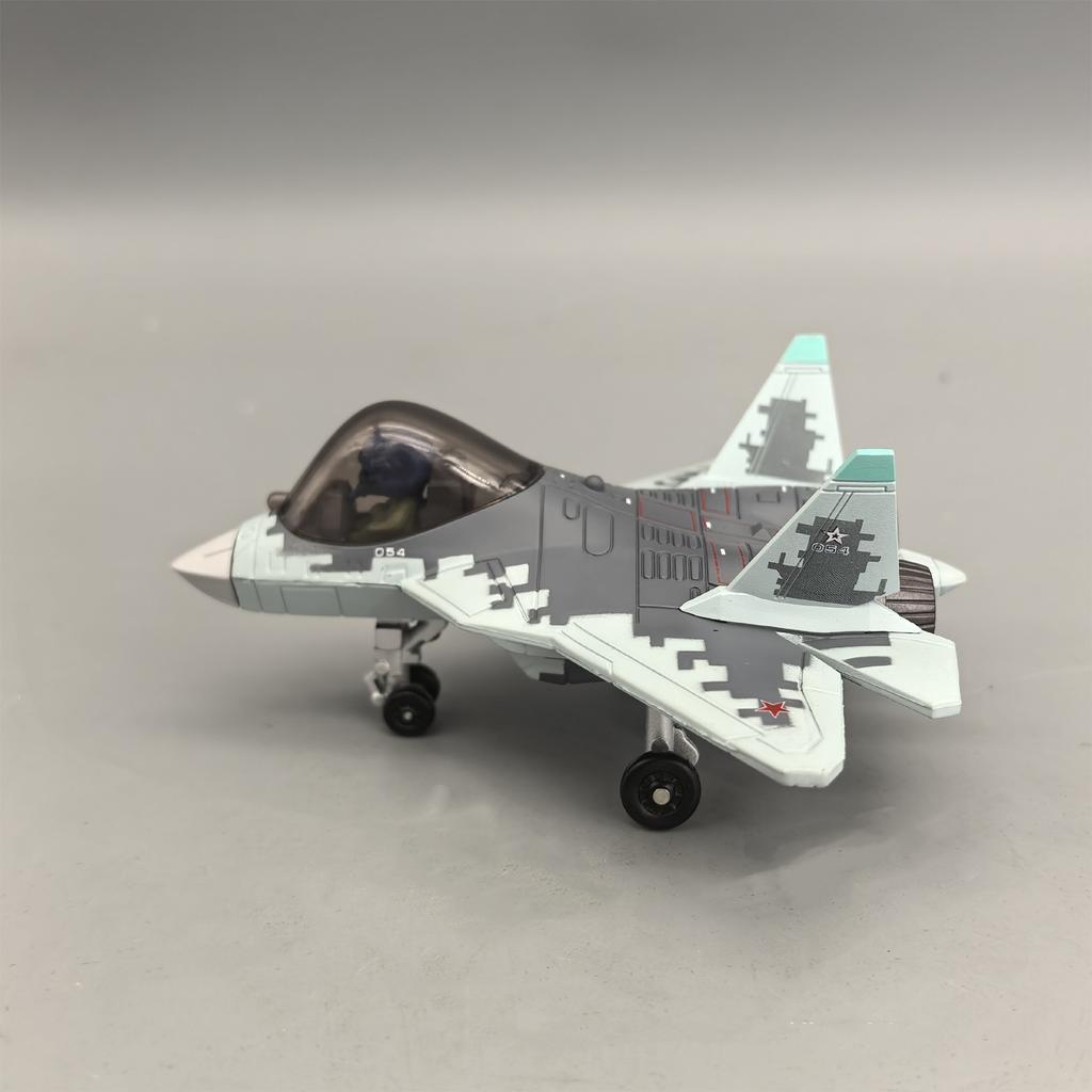 Plane Model Cartoon SU-57 Q Version Aircraft Metal Alloy Air Force Airplane With Landing Gear Collection Enthusiast Gift Display