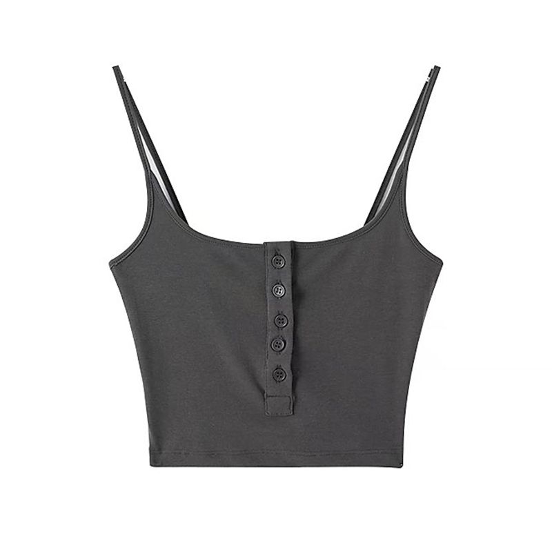 

Высококачественный модный топ-слинг с открытой спиной и пряжкой, однотонный Dark gray M