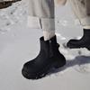 Krazing Pot  Cow Leather Wool Blend Winter Round Toe Platform Snow Boots Zipper Women Casual Keep Warm Ankle Boots
