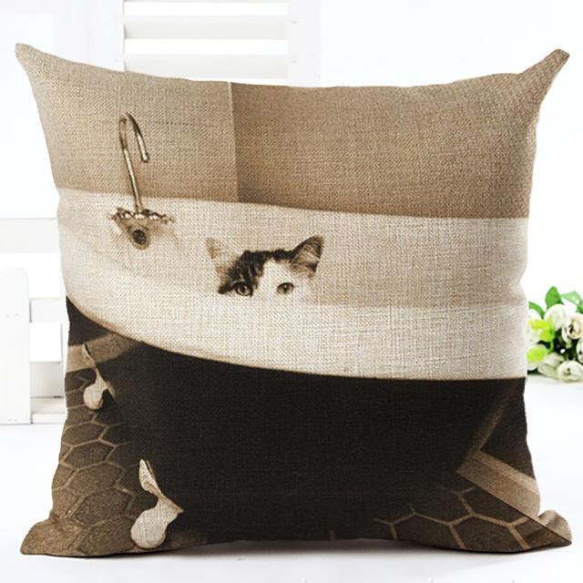 Cute Dog Printing Cushion Cover Cotton Linen Dog Throw Pillow Case For Sofa Decorative Pillowcase Cover Almohada Zt86