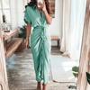 2026 Frühling Elegantes Sexy Bedrucktes V-Ausschnitt Bindeband High-Waist Kleid für Damen