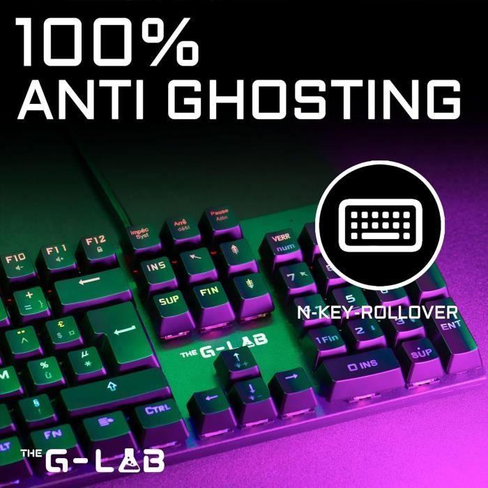 Gaming-Tastatur - The G-Lab - KEYZ CARBON E - Mechanisch (Blauer Schalter) - Rainbow - Flaches Profil - Handgelenkauflage - Kabelgebunden - Schwarz