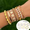 Daisy Pendant Bracelet Set with Faux Pearls Colorful Beaded Handchain Accessory Stackable Wristchain for Women Girls