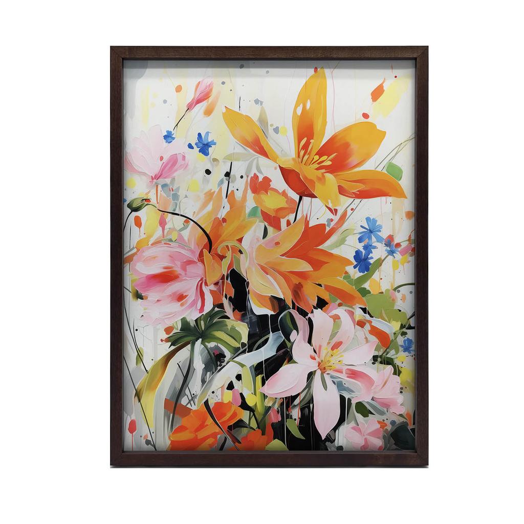 Blumenkonzert Blumenkonzert, 70X100 Cm, Holzrahmen Dunkelbraun, Mattes Papier 230 Gsm
