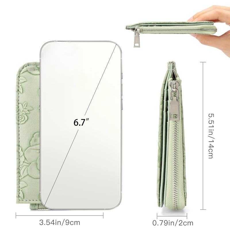 1Pcs Ladies Zip Coin Purse with Key Ring Embossed Design Multi Card Slots Large Capacity Wallet Fashion Accessories