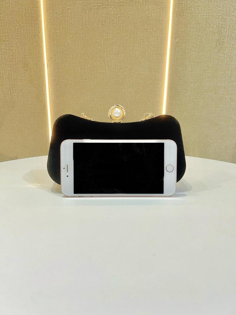 Samt Strasskette Schultertasche - Elegante Crossbody Abendhandtasche für Damen