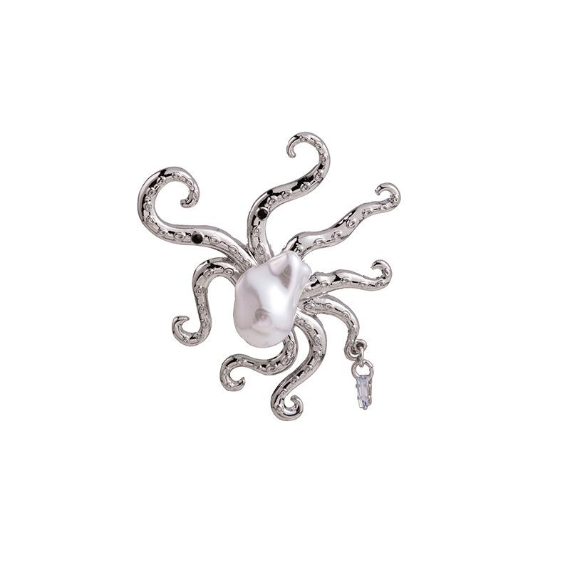 

Женская брошь в стиле барокко с осьминогом из жемчуга, преувеличенные украшения для груди в виде кальмара, готическая панк-мода, ювелирные аксессуары
