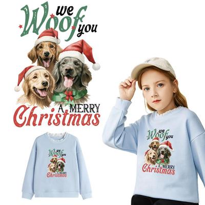 Parche termoadhesivo Feliz Navidad de animales Nivel A Lavable Diy Vinilo Sudaderas Tops Prensa térmica Adhesivo térmico para ropa