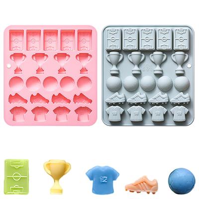 Football Chocolate Mold 22 Cavities Soccer Sports Theme Silicone Candy Molds Trophy Cup Ball Jersey Shapes Baking Mould