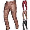 Herbst und Winter Herren einfarbige Retro-PU-Lederhose, lässige Cargohose