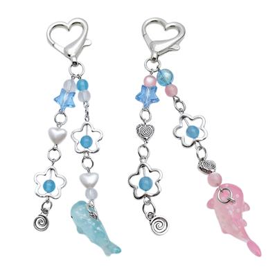 Sweet Cool Keychain Backpack Pendant for Women Star Whale Crystal Beaded Keyring Valentines Day Gift Bag Car Ornament