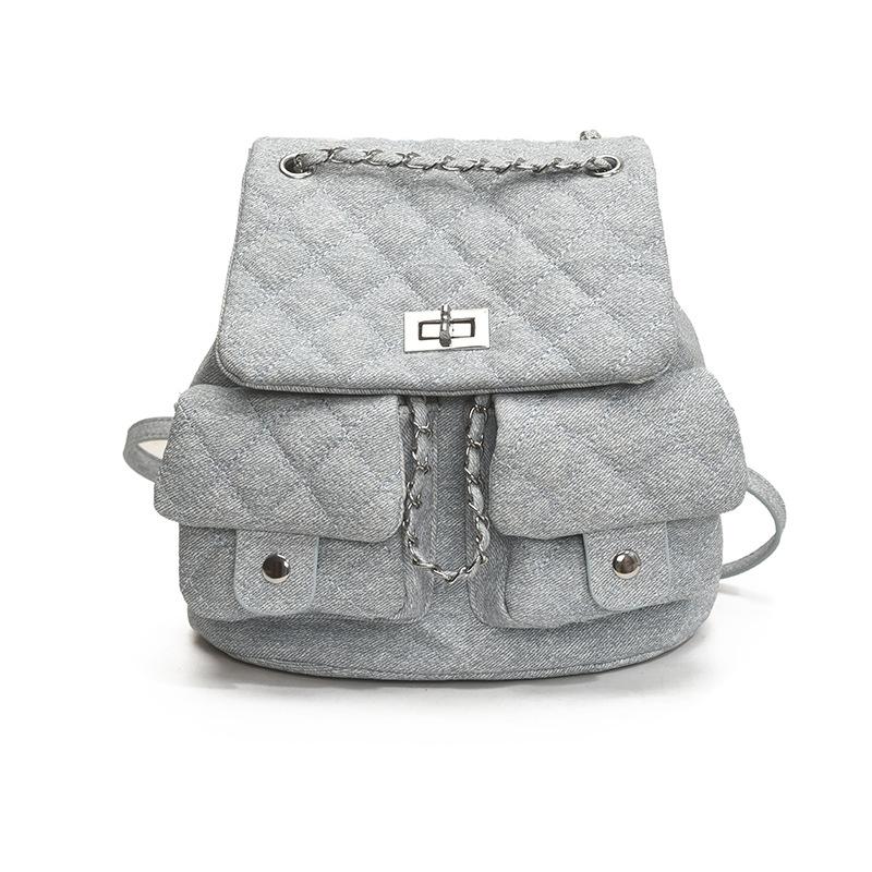 

Модный новый рюкзак с цепочкой, повседневный универсальный рюкзак, школьная сумка светло-синий