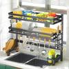 Kitchen Storage Shelf Above The Sink Bowl Draining Rack Multifunctional Dish Knife Rag Spoons Sink Rack Set  Organizer Kitchen