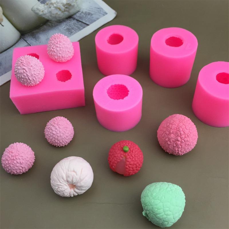 1Set 3D Lychee Silicone Molds for Fondant Soap Candle Strawberry Mango Wax Melts Berries Chocolate Candy Making Kitchen Tools