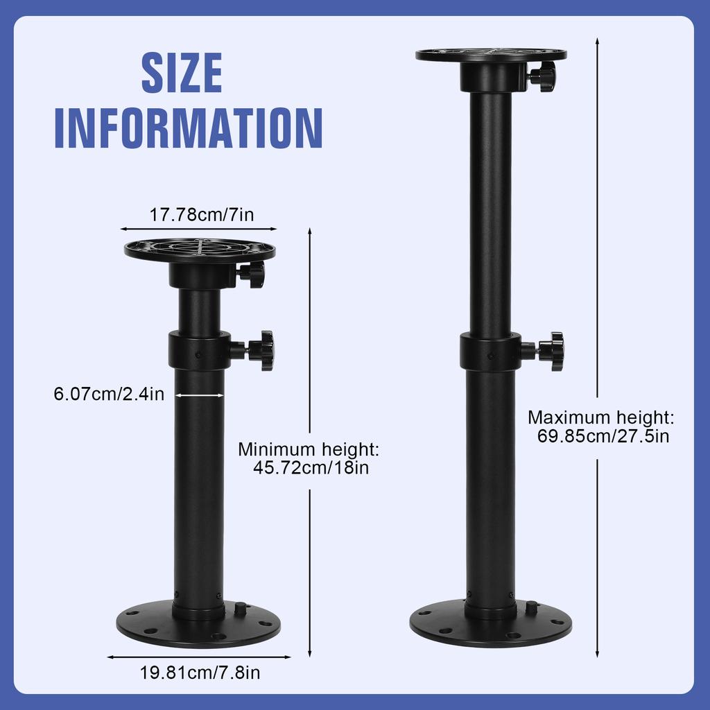 Adjustable Tables Pedestal Mount One-Leg Lifting System Multi-Function Table Base Mount 27.5In for RVs Marine Boat Yacht