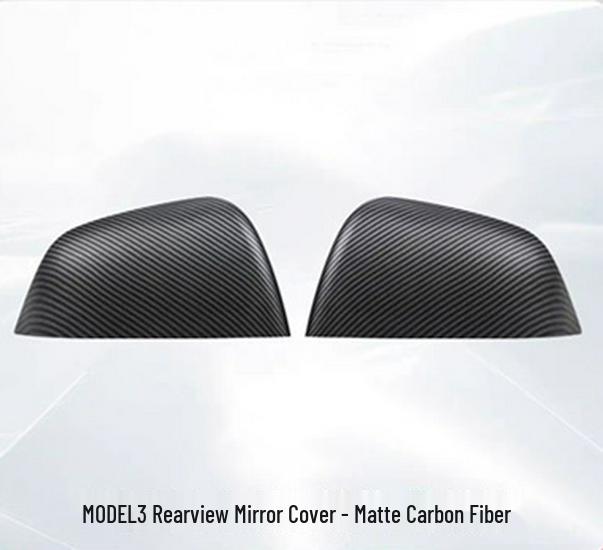 Tesla Model Y/3 Carbon Fiber Texture Rearview Mirror Cover – Backup Camera Shell Protector