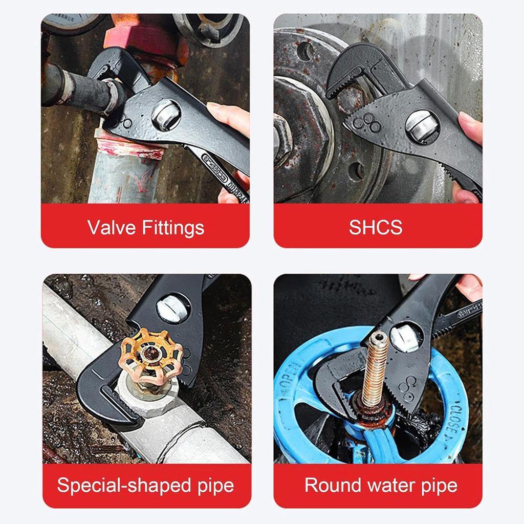Adjustable Water Pump Wrench, Adjustable Pipe Wrench for Shaped Pipes,Various Sizes of Valve Fittings