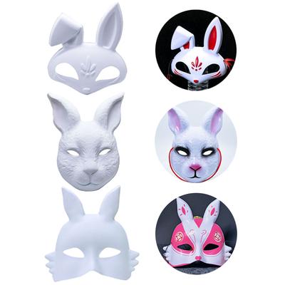 Ručně malovaná prázdná králičí maska DIY Matná bílá králičí maškarní dámská maska Halloweenská párty PVC Králičí nemalované dekorativní masky