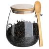 Glass Storage Container Tin, Airtight Container, Coffee Canister with Bamboo Lid and Bamboo Spoon, 1000ml