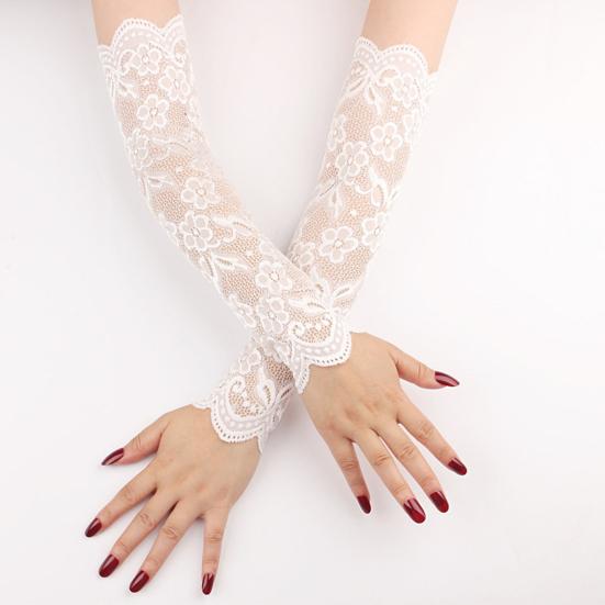 1 Pair Summer Cycling Arm Sleeves Hollow Out Lace Thin Breathable Quick Dry Anti-UV Elastic Wedding Party Bridal Arm Gloves Wedding Party Stuffs