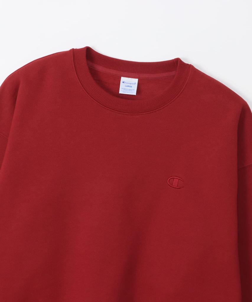 Sweat-shirt à manches longues en coton USA LooseFit avec logo One Point et col ras du cou, style Action, bordeaux [Champion] C3-Y034 pour homme