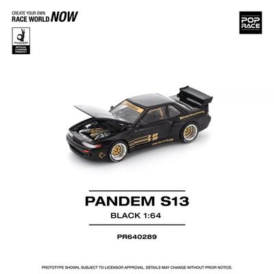 Auf Lager POP RACE 1:64 Pandem Silvia S13 Schwarz Öffnende Motorhaube Diecast Automodell Sammlung Spielzeug