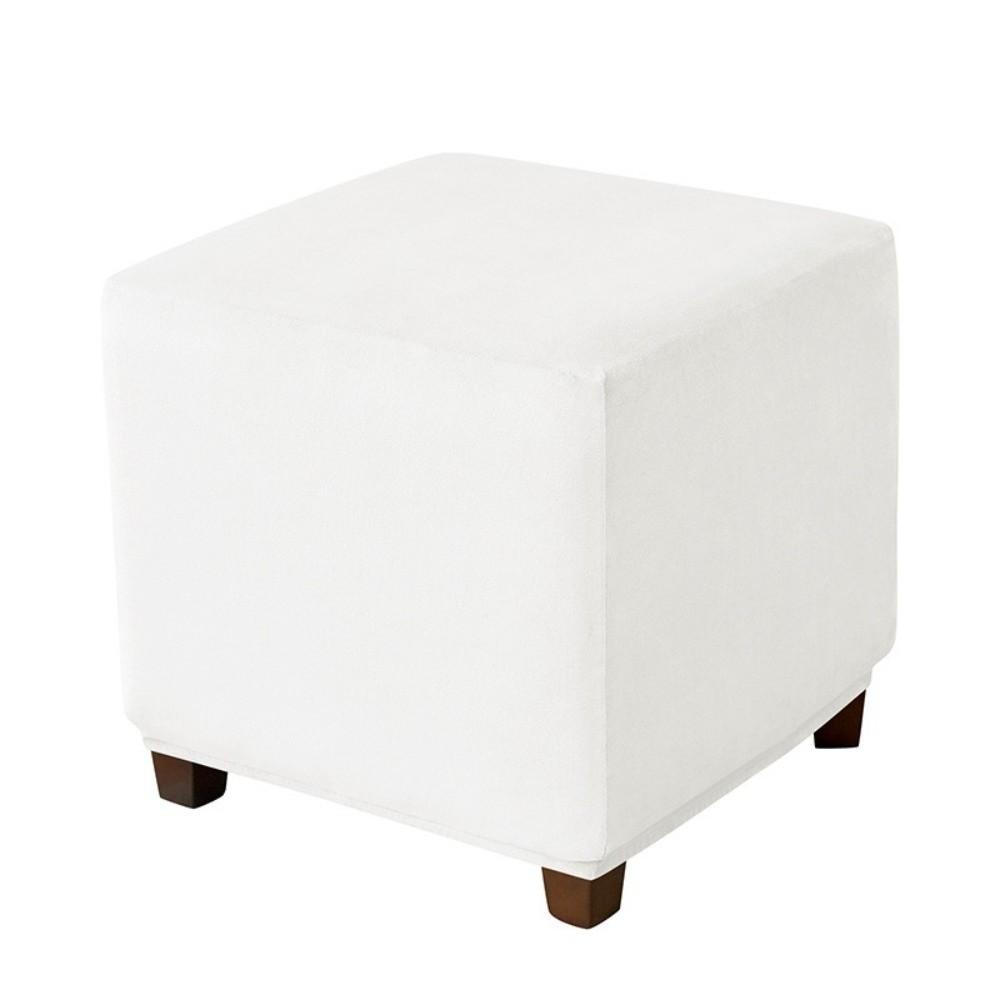 Durable Velvet Ottoman Cover Square Dustproof Pouf Stool Cover Solid Color Elastic Footrest Slipcovers